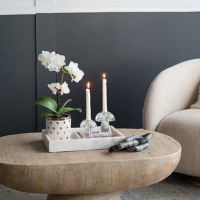 TOEMOA Modern Glass Mushroom Silhouette Taper Candle Holder Display Piece