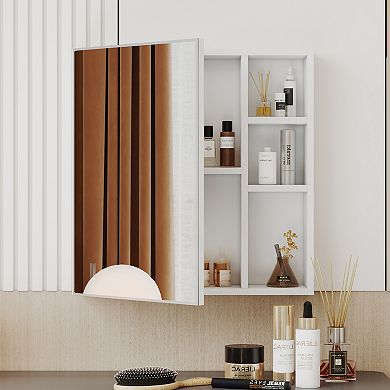 TOEMOA Wall Mounted Mirror Cabinet with Storage Compartments