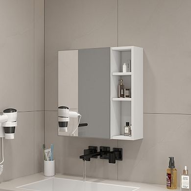 TOEMOA Wall Mounted Mirror Cabinet with Storage Compartments