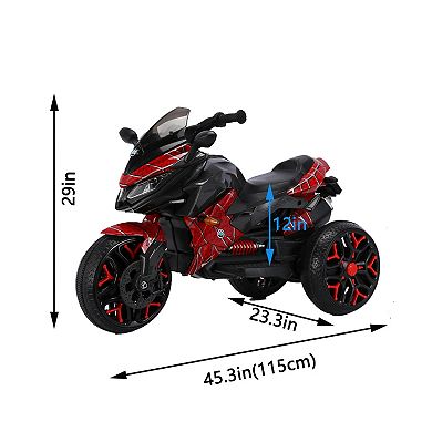 TOEMOA 12V Electric Ride-On Motorcycle Toy with Training Wheels for Kids