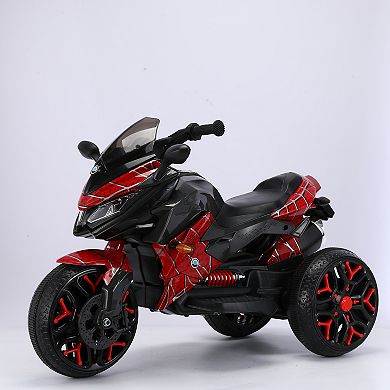 TOEMOA 12V Electric Ride-On Motorcycle Toy with Training Wheels for Kids