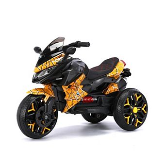 TOEMOA 12V Electric Ride-On Motorcycle Toy with Training Wheels for Kids