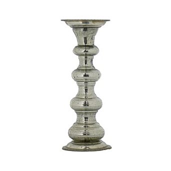 TOEMOA Elegant Ribbed Glass Pillar Candle Holder for Traditional Home Decor