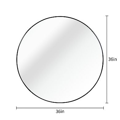 TOEMOA 36 Inch Round Metal Framed Bathroom Mirror with Shatterproof Design