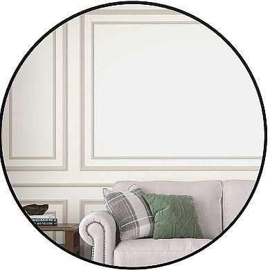 TOEMOA 36 Inch Round Metal Framed Bathroom Mirror with Shatterproof Design