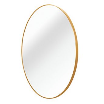 TOEMOA 36 Inch Round Metal Framed Bathroom Mirror with Shatterproof Design