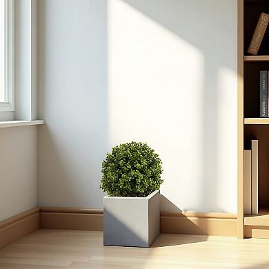 TOEMOA Set of Two Artificial Ball-Topiary Shrubs in Decorative Pot for Indoor Outdoor