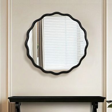 TOEMOA Wavy Wood Border HD Mirror Wall Decor for Modern Home Interiors