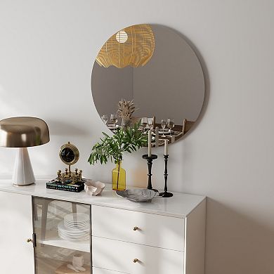 TOEMOA Large Round Wall Mounted Bathroom Mirror with Wide Diameter for Home Decor