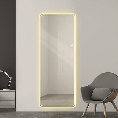 TOEMOA Full Length LED Floor Mirror with Dimming Touch Control and Color Modes