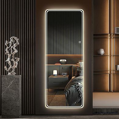 TOEMOA Full Length LED Floor Mirror with Dimming Touch Control and Color Modes
