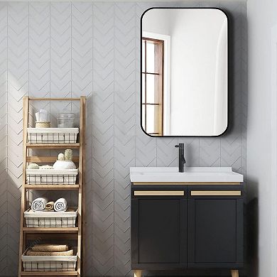 TOEMOA Modern Rectangular Wall Mirror with Metal Frame for Bathroom Decor