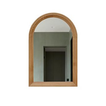 TOEMOA Arched Wood Framed Wall Mirror for Bathroom Vanity Living Room Decor