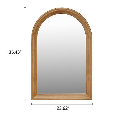 TOEMOA Arched Wood Framed Wall Mirror for Bathroom Vanity Living Room Decor
