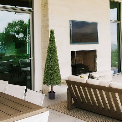 TOEMOA Artificial Conical Topiary Trees - UV Resistant Faux Evergreen Shrubs