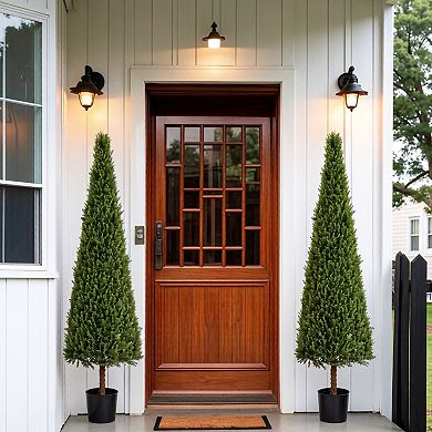 TOEMOA Artificial Conical Topiary Trees - UV Resistant Faux Evergreen Shrubs