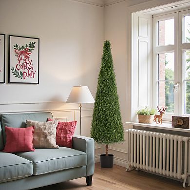 TOEMOA Artificial Conical Topiary Trees - UV Resistant Faux Evergreen Shrubs