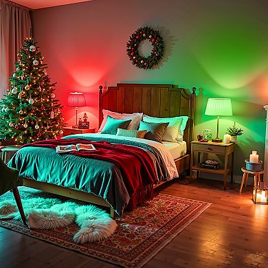 Red & Green A19 LED Light Bulbs 60W Equivalent, Christmas Special Non Dimmable Holiday, 2 Pack