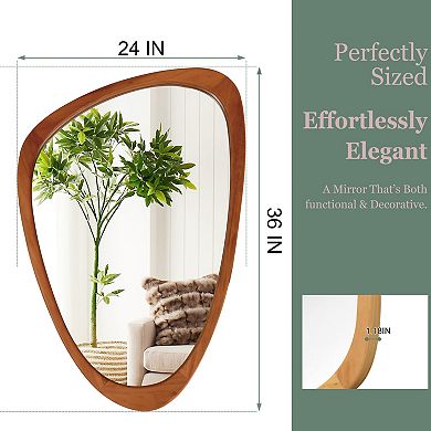 TOEMOA Irregular Solid Wood Frame Decorative Wall Mirror