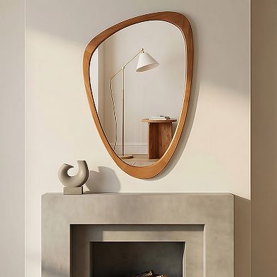 TOEMOA Irregular Solid Wood Frame Decorative Wall Mirror