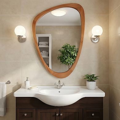 TOEMOA Irregular Solid Wood Frame Decorative Wall Mirror