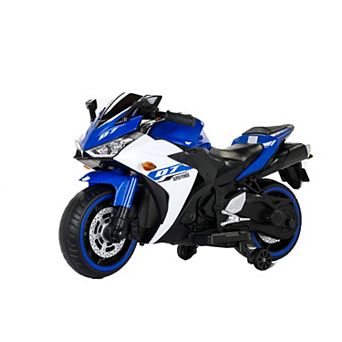 TOEMOA 12V Kids Ride-On Motorcycle with Training Wheels and LED Lights