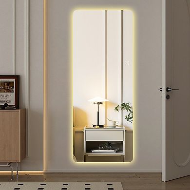 TOEMOA Full Length Illuminated Wall Mirror with Dimmable LED Lighting