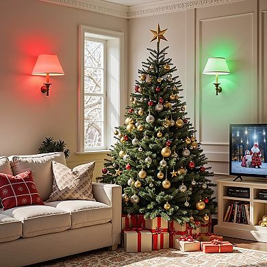 Red & Green A19 LED Christmas Bulbs 60W Equivalent, Non Dimmable Festive Decorative, 4 Pack