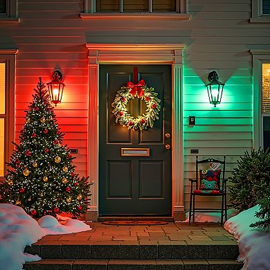 Red & Green A19 LED Christmas Bulbs 60W Equivalent, Non Dimmable Festive Decorative, 4 Pack
