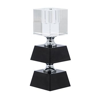 TOEMOA Modern Abstract Two-Tiered Square Glass Candle Holder for Decorative Ambiance