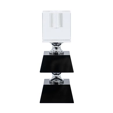 TOEMOA Modern Abstract Two-Tiered Square Glass Candle Holder for Decorative Ambiance