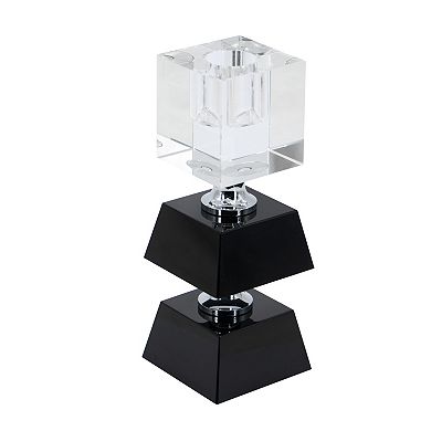 TOEMOA Modern Abstract Two-Tiered Square Glass Candle Holder for Decorative Ambiance