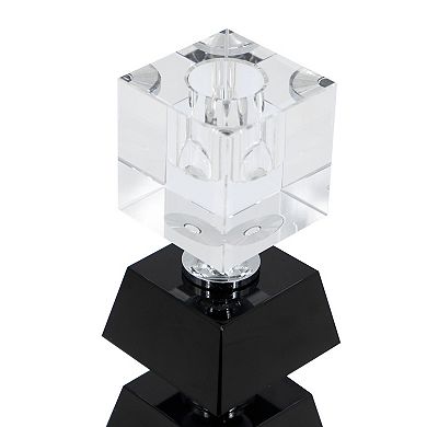 TOEMOA Modern Abstract Two-Tiered Square Glass Candle Holder for Decorative Ambiance