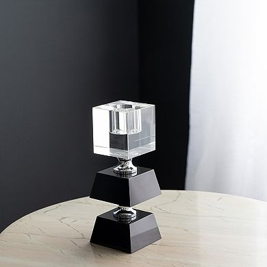 TOEMOA Modern Abstract Two-Tiered Square Glass Candle Holder for Decorative Ambiance