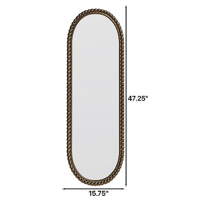 TOEMOA Antique Oval Wall Mirror with Decorative Iron Frame for Home Decor