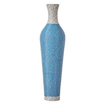 TOEMOA Large Hand-Woven Coastal Rattan Floor Vase for Farmhouse Home Decor