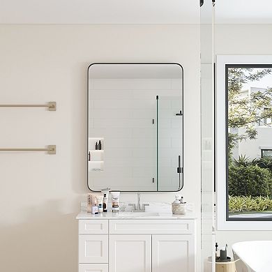 TOEMOA Large Rectangular Wall Mirror with Metal Frame for Modern Home Decor