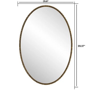 TOEMOA Oval Retro Mirror with Decorative Iron Frame Wall Hanging Decor