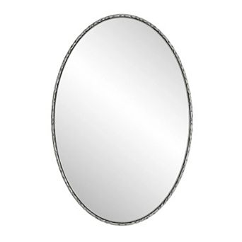 TOEMOA Oval Retro Mirror with Decorative Iron Frame Wall Hanging Decor
