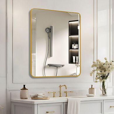 TOEMOA Large Square Framed Bathroom Wall Mirror with Premium Metal Frame