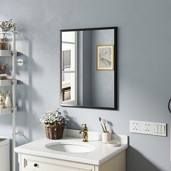 TOEMOA Compact Aluminum Bathroom Mirror Wall Mounted Vanity Makeup