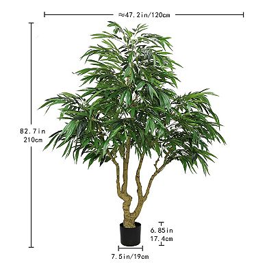 TOEMOA 7FT Tall Indoor Artificial Willow Tree Greenery Plant for Home Decoration