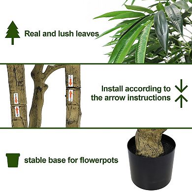 TOEMOA 7FT Tall Indoor Artificial Willow Tree Greenery Plant for Home Decoration
