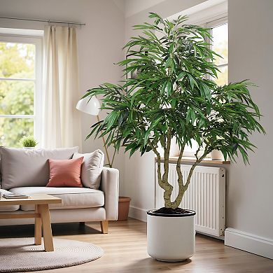 TOEMOA 7FT Tall Indoor Artificial Willow Tree Greenery Plant for Home Decoration