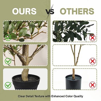 TOEMOA 7FT Artificial Olive Tree with Plastic Pot for Indoor Home Living Room Corner Decor