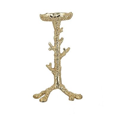 TOEMOA Set of 2 Aluminum Pillar Candle Holders with Coral Branch Design