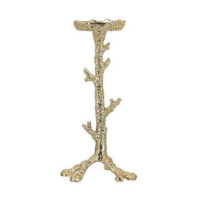 TOEMOA Set of 2 Aluminum Pillar Candle Holders with Coral Branch Design