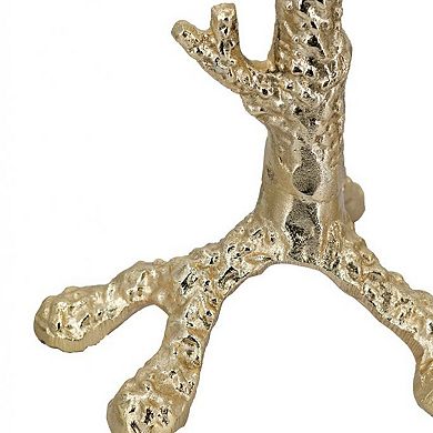 TOEMOA Set of 2 Aluminum Pillar Candle Holders with Coral Branch Design