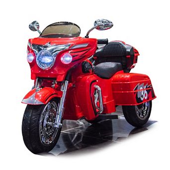 TOEMOA 12V Two-Seat Electric Ride-On Motorcycle for Kids with Music and Storage