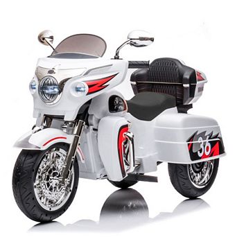 TOEMOA 12V Two-Seat Electric Ride-On Motorcycle for Kids with Music and Storage